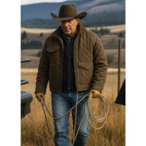 Brown Quilted Jacket Inspired by John Dutton in Yellowstone