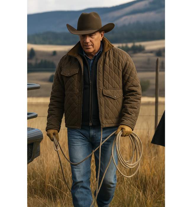 Brown Quilted Jacket Inspired by John Dutton in Yellowstone