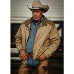 Classic John Dutton Beige Cotton Jacket Yellowstone