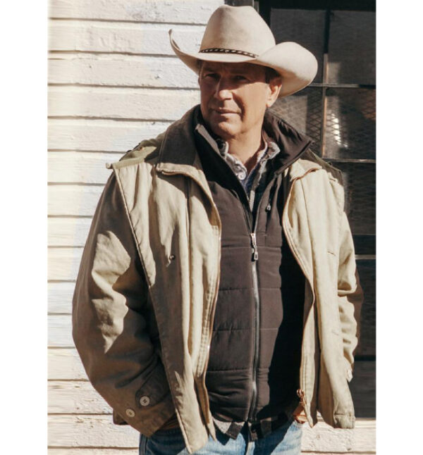 Classic John Dutton Beige Cotton Jacket Yellowstone - Image 2