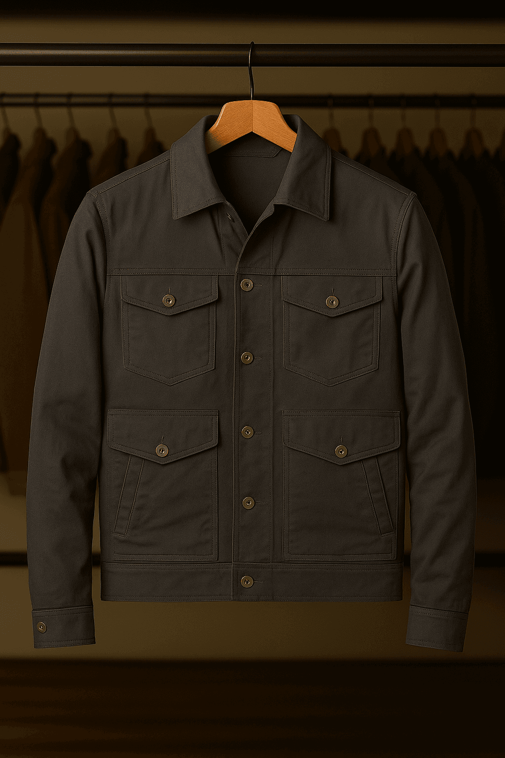 Grey Cotton Jacket Worn by Kevin Costner as John Dutton in Yellowstone