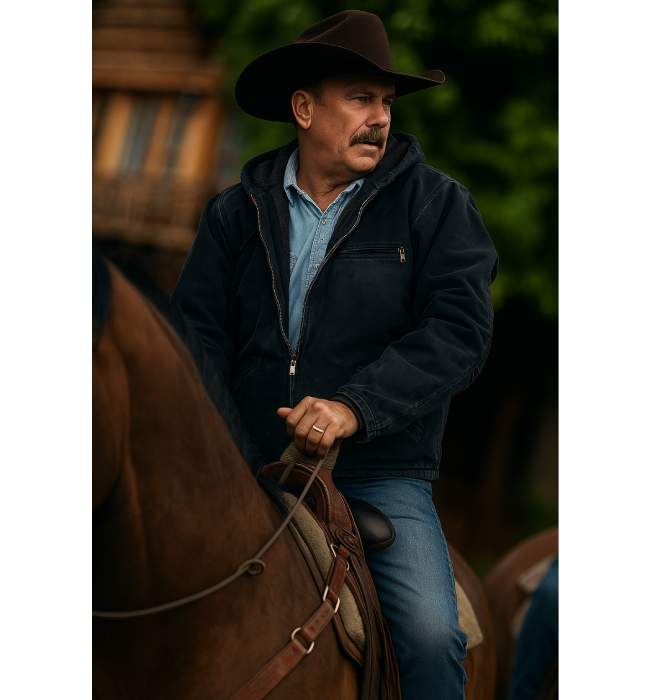 Hooded Denim Jacket Worn by John Dutton in Yellowstone