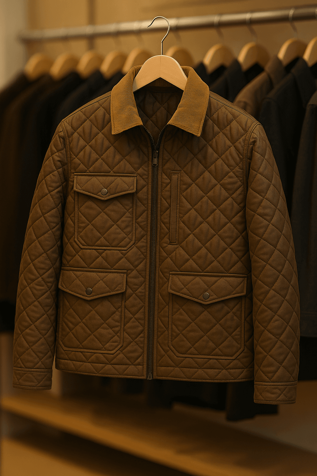 John Dutton Inspired Brown Quilted Outerwear
