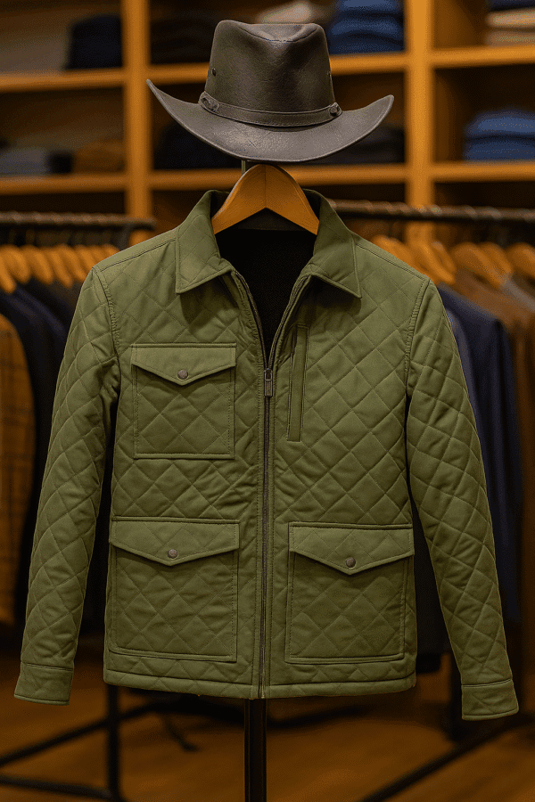 John Dutton Quilted Green Jacket Yellowstone