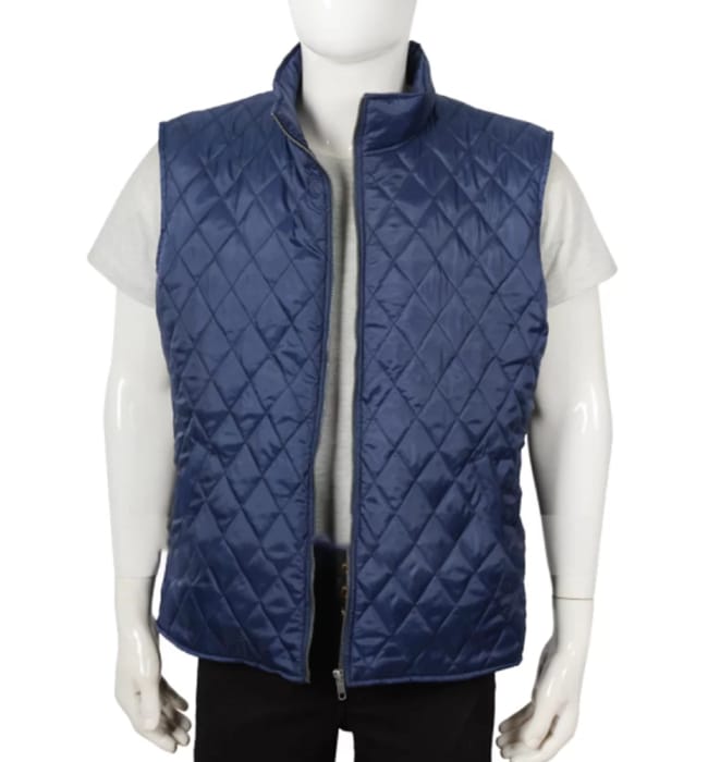 Kevin Costner Yellowstone John Dutton Blue Quilted Vest - Image 2