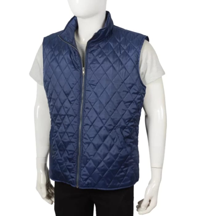 Kevin Costner Yellowstone John Dutton Blue Quilted Vest - Image 3