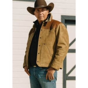 Raw Leather Ranch Jacket Worn by Kevin Costner as John Dutton