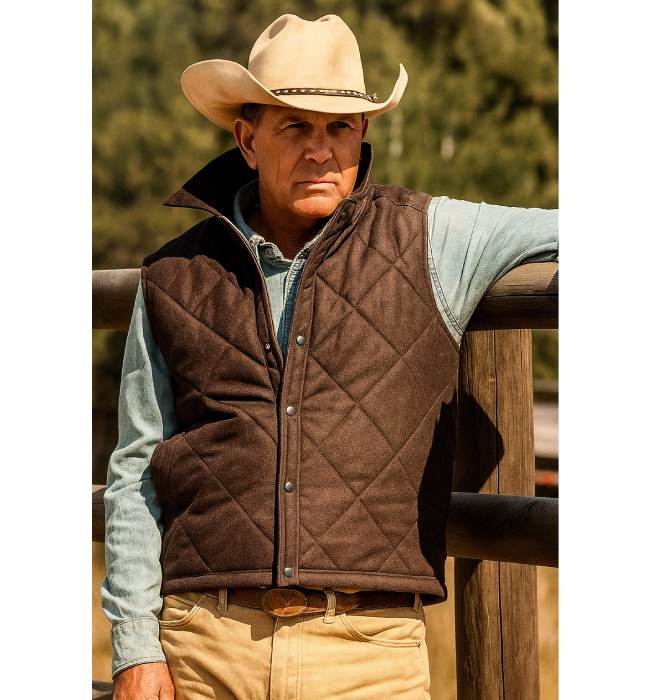 Yellowstone John Dutton Brown Quilted Vest