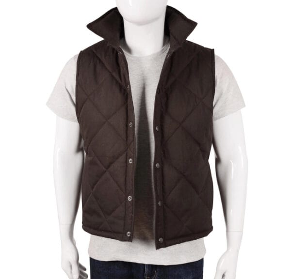 Yellowstone John Dutton Brown Quilted Vest - Image 3