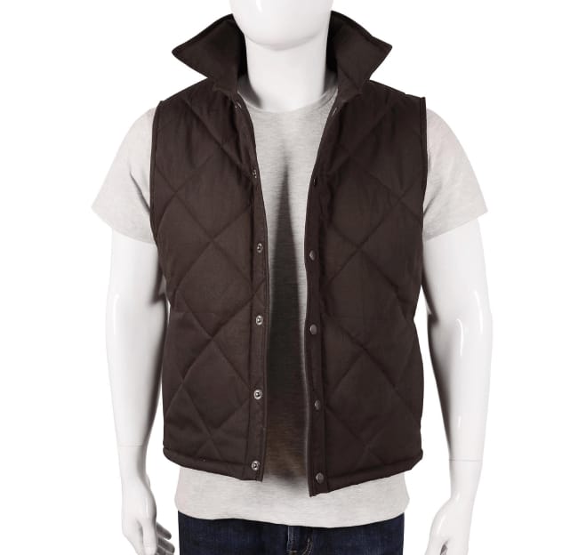 Yellowstone John Dutton Brown Quilted Vest - Image 3