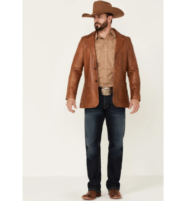 Yellowstone Lavendard Brown Leather Blazer - Image 2