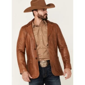 Yellowstone Lavendard Brown Leather Blazer