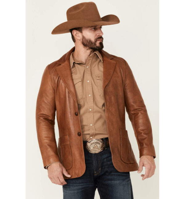 Yellowstone Lavendard Brown Leather Blazer