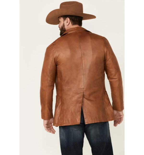 Yellowstone Lavendard Brown Leather Blazer - Image 3