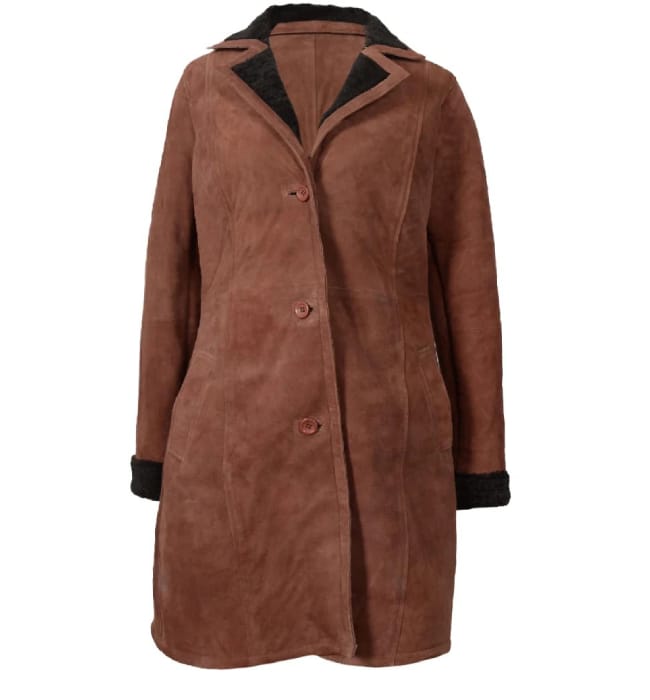 Yellowstone Monica Dutton Suede Leather Brown Coat - Image 3