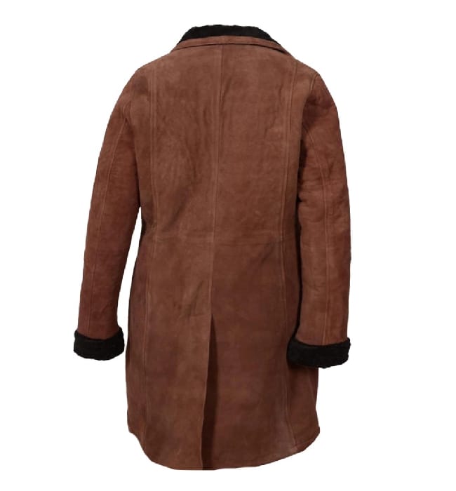Yellowstone Monica Dutton Suede Leather Brown Coat - Image 4