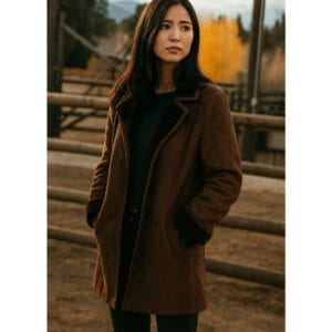 Yellowstone Monica Dutton Suede Leather Brown Coat