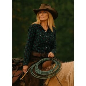 Yellowstone S05 Beth Dutton Black & Green Print Shirt