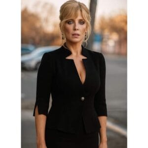 Beth Dutton Yellowstone Kelly Reilly Black Notch Collar Jacket