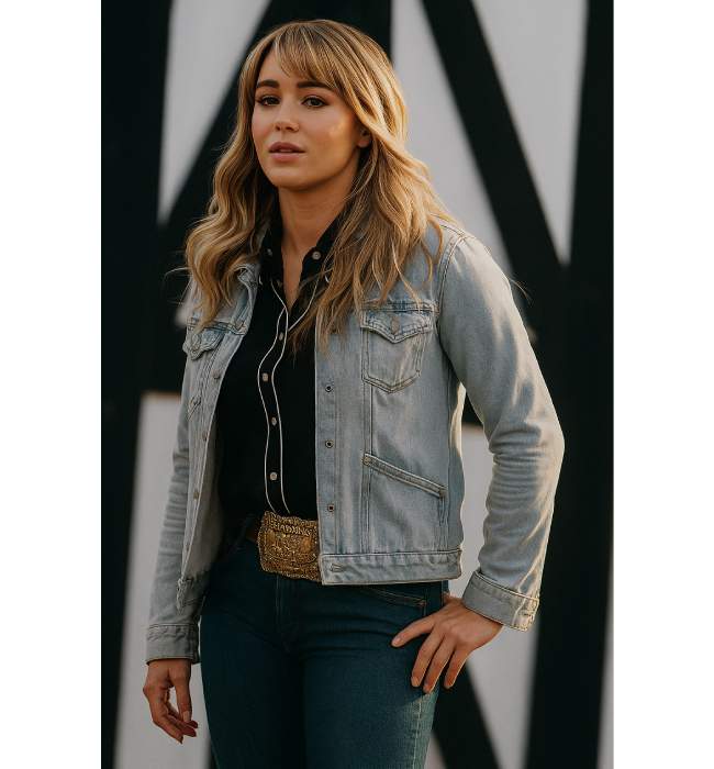 Hassie Harrison Yellowstone Ice Blue Denim Jacket